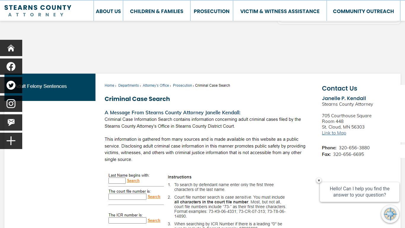 Criminal Case Search | Stearns County, MN - Official Website